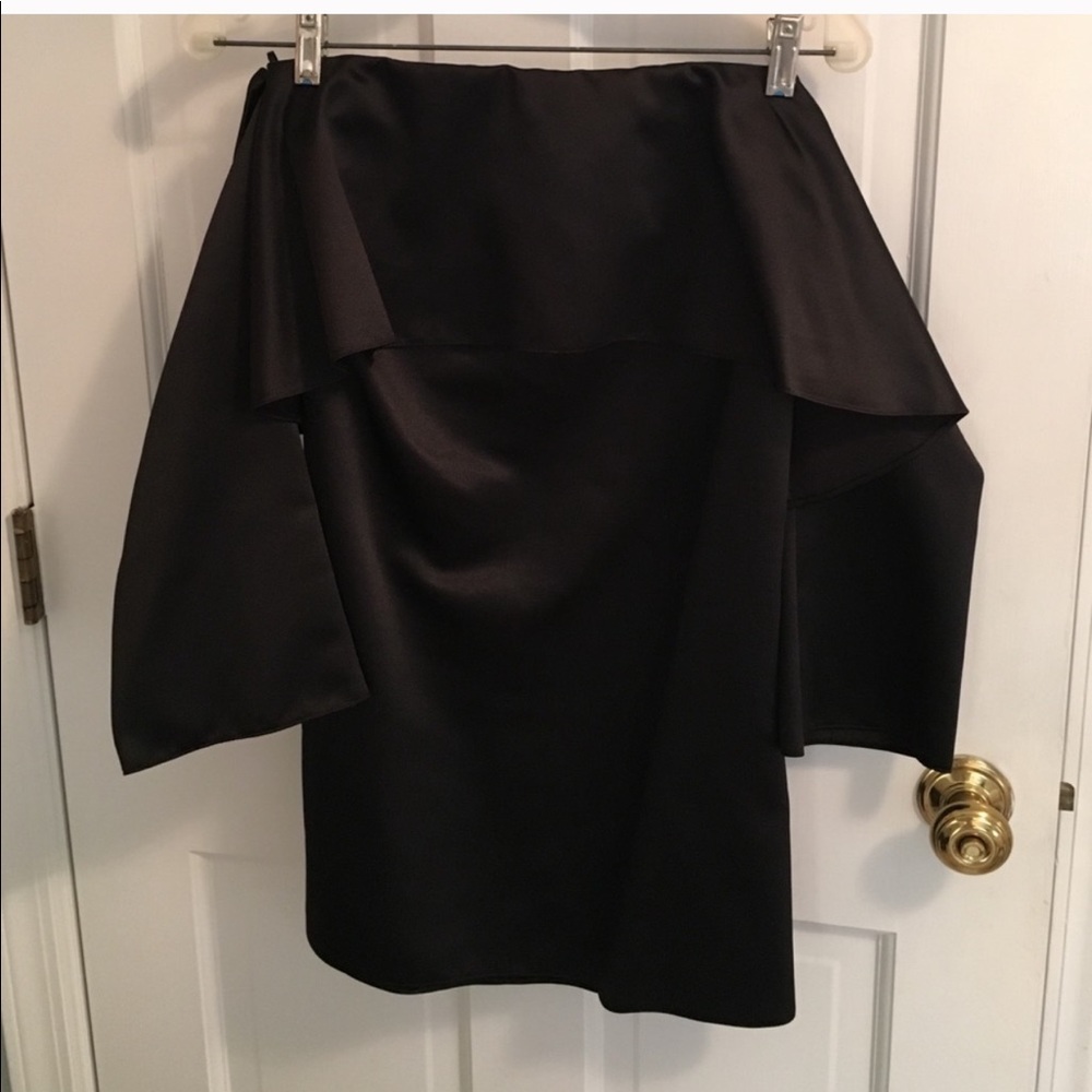 Zara strapless satin dress.